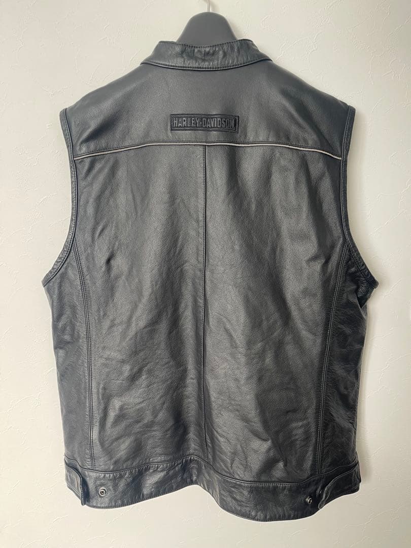 ジ*君様 HARLEY-DAVIDSON レザーベスト XL 本革 ブラックハー