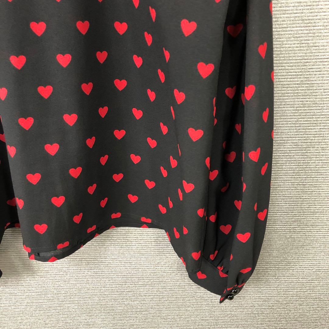 LOULOU WILLOUGHBY プチハートプリントブラウス 2 ブラック