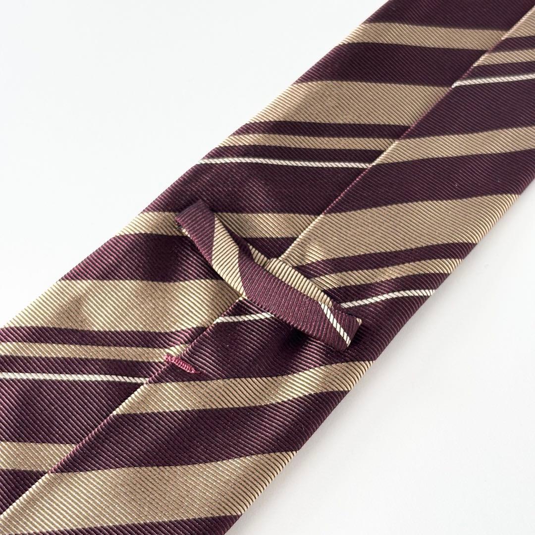 Atto Vannucci ストライプネクタイ セッテピエゲ ボルドー ベージュ