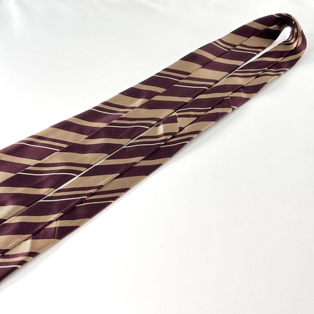 Atto Vannucci ストライプネクタイ セッテピエゲ ボルドー ベージュ