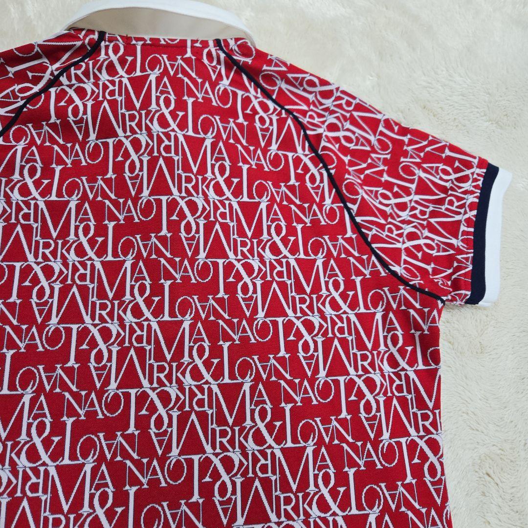 MARK & LONA マークアンドロナ リボンタイ付 総柄 ポロシャツ 金ロゴ
