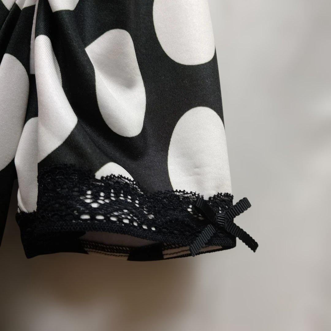 黒地に水玉柄ジャージ ロングワンピースサイズ40