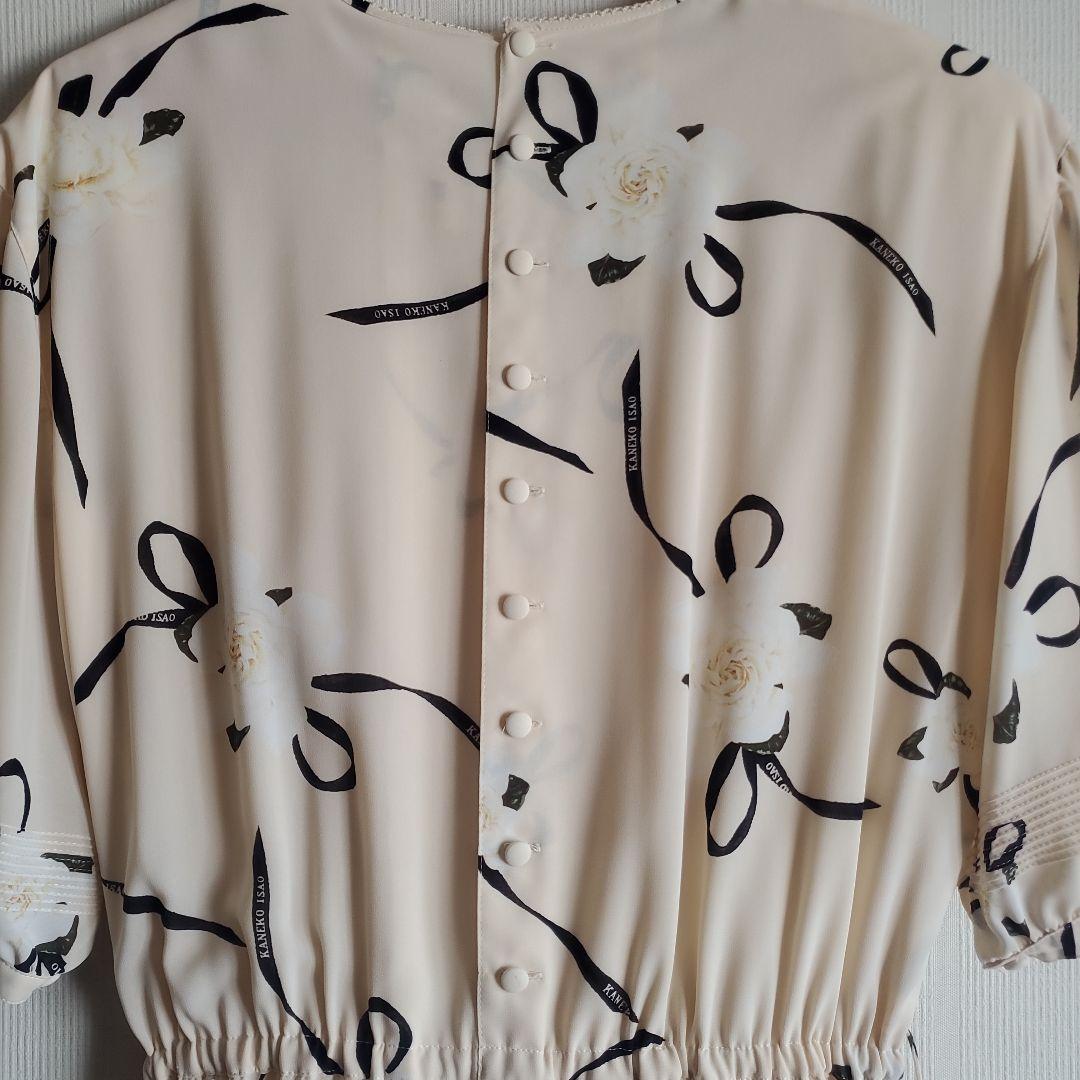 リボン花柄 半袖ワンピース　カネコイサオ　希少品