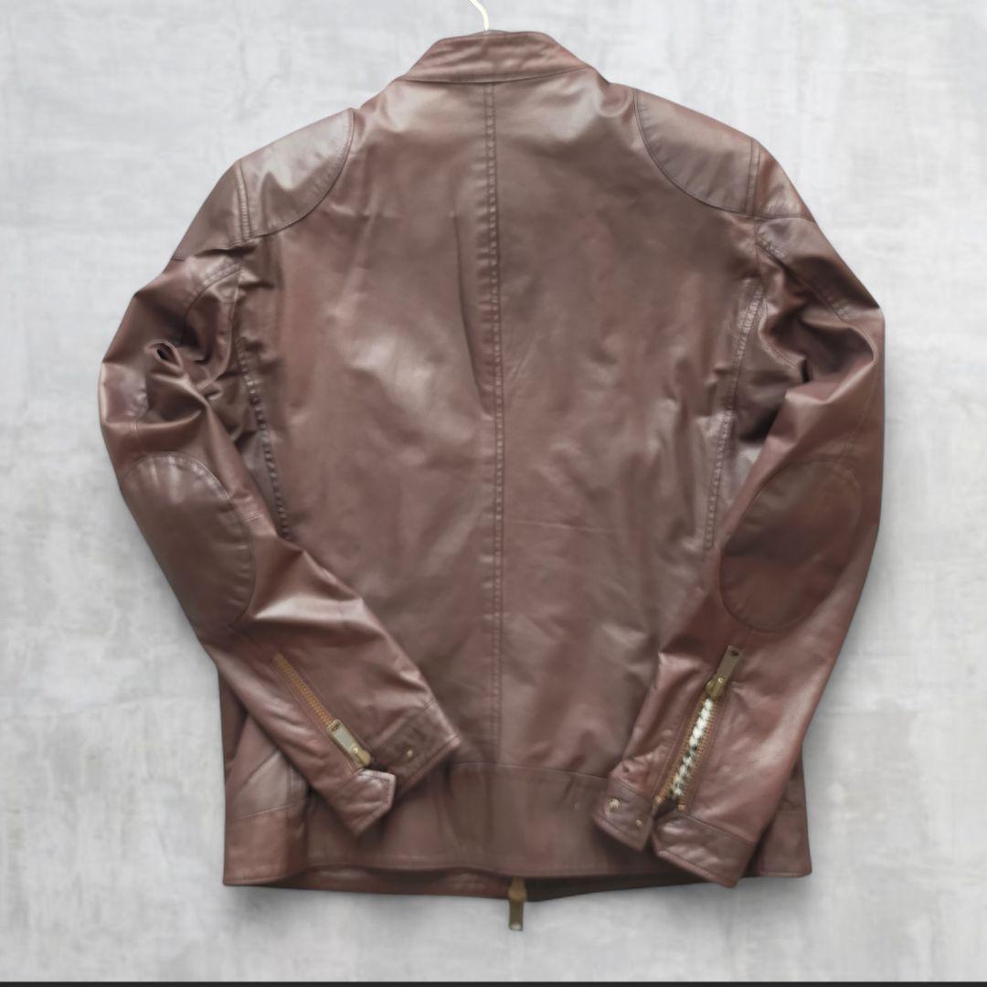 【山羊革】Mitsumine 山羊革ゴートレザージャケット L 茶