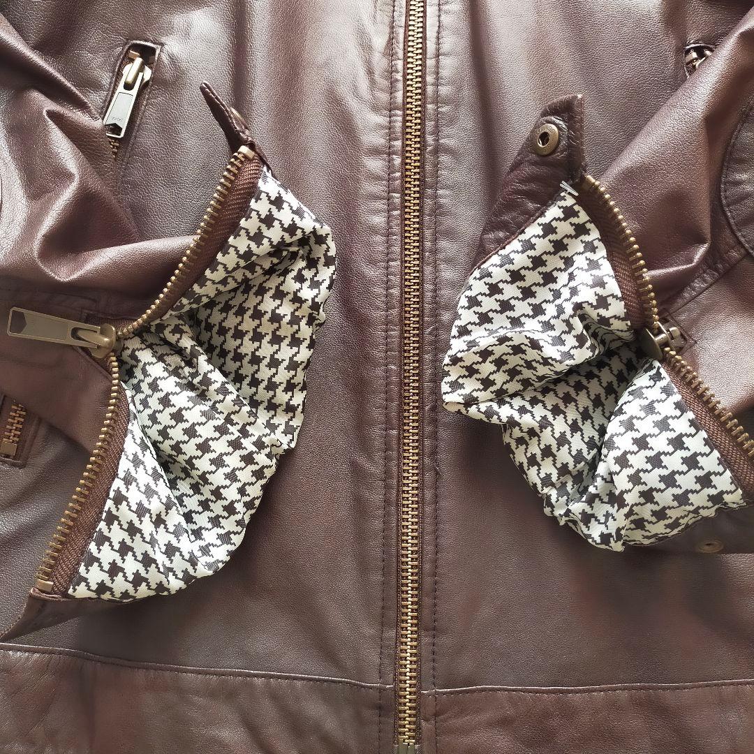 【山羊革】Mitsumine 山羊革ゴートレザージャケット L 茶