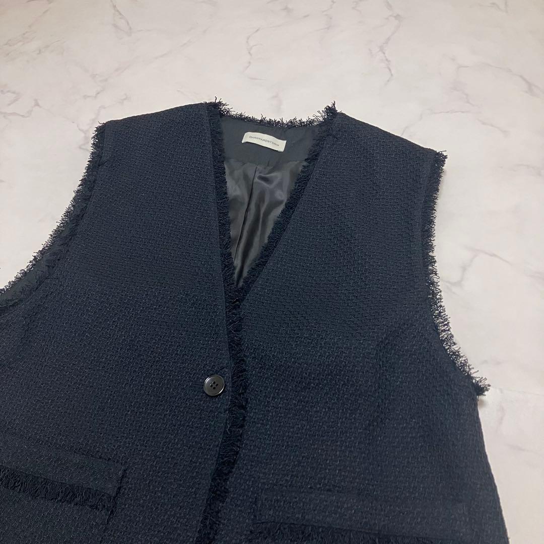 極美品　BARNYARDSTORM MIXツイードベスト　ネイビー　セレモニー