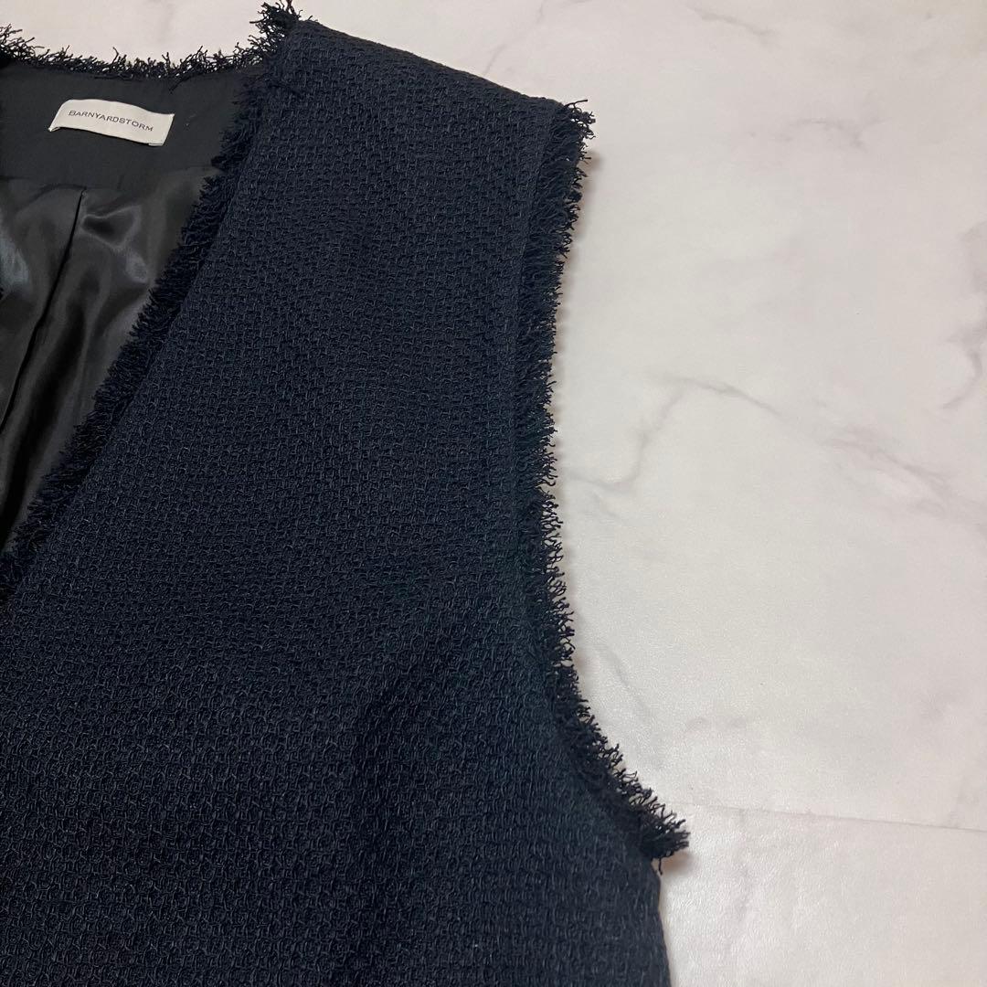 極美品　BARNYARDSTORM MIXツイードベスト　ネイビー　セレモニー