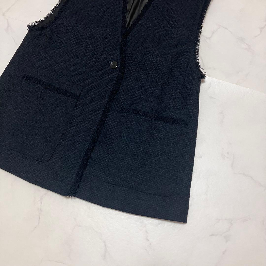 極美品　BARNYARDSTORM MIXツイードベスト　ネイビー　セレモニー