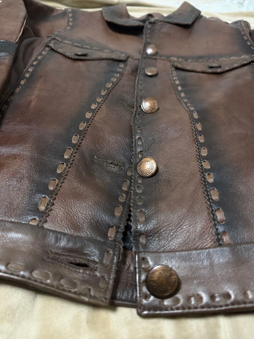 未使用近 Kollor vintage 牛革　レザーGジャン レザージャケット