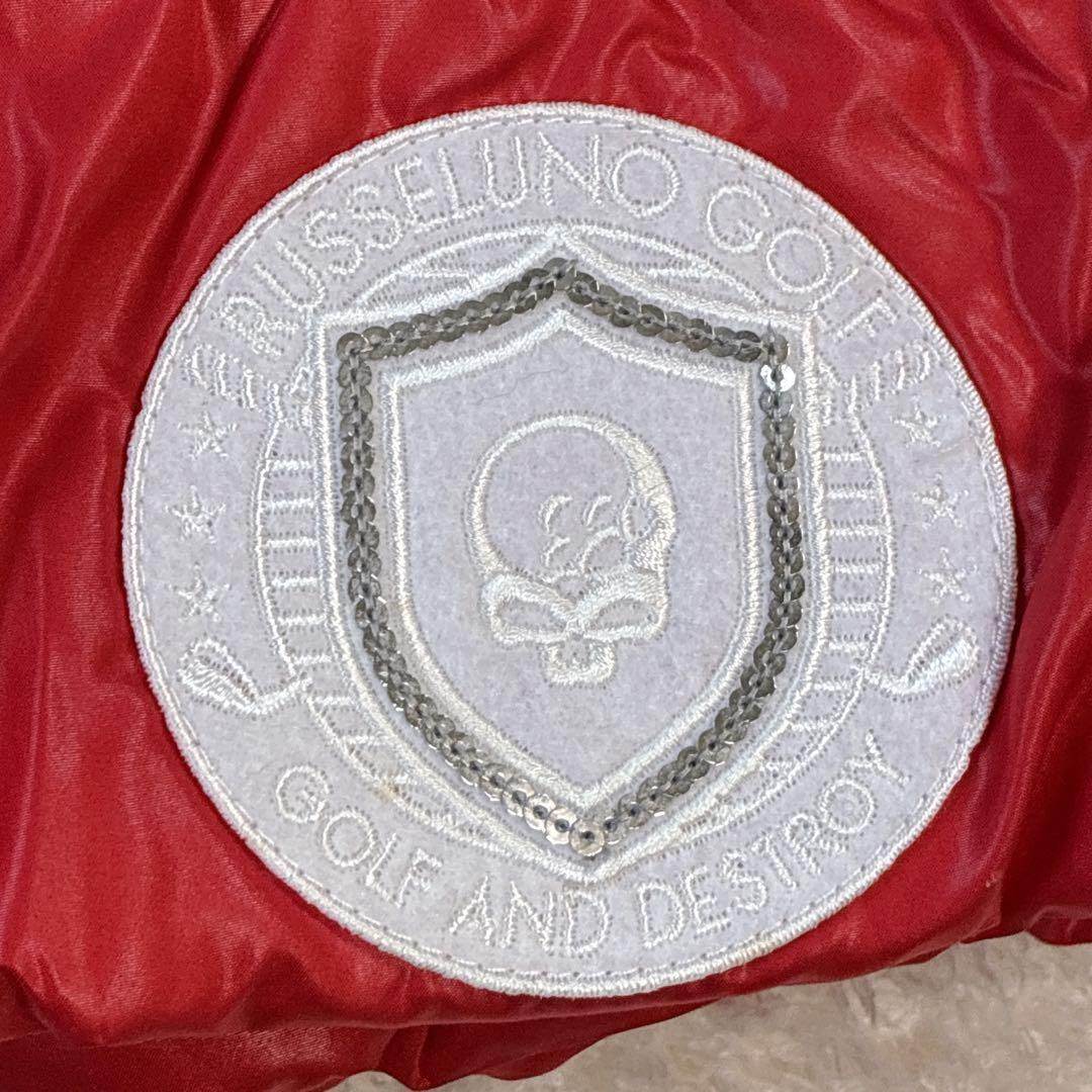 Russeluno中綿スカートM赤白ゴルフ防寒春先OKロゴ入レディース 可愛い