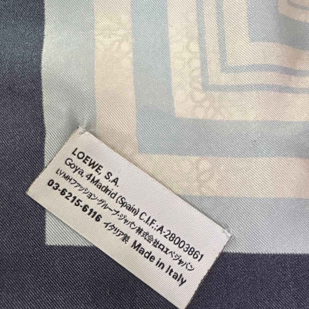 【希少】ロエベ　LOEWE アナグラム　スカーフ　ストール　大判　レア　ネイビー