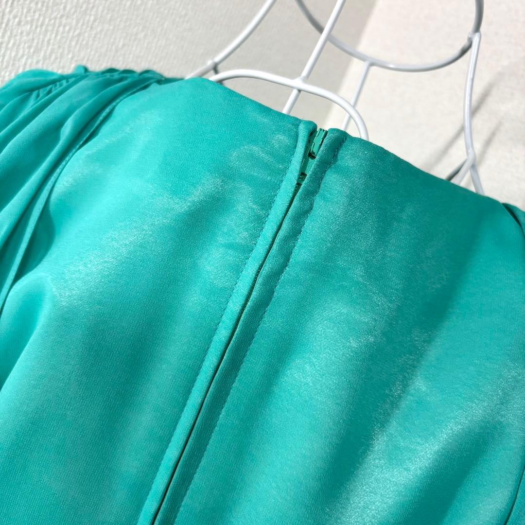 パブリケーション　社交ダンス M ターコイズ シフォン ロングドレス