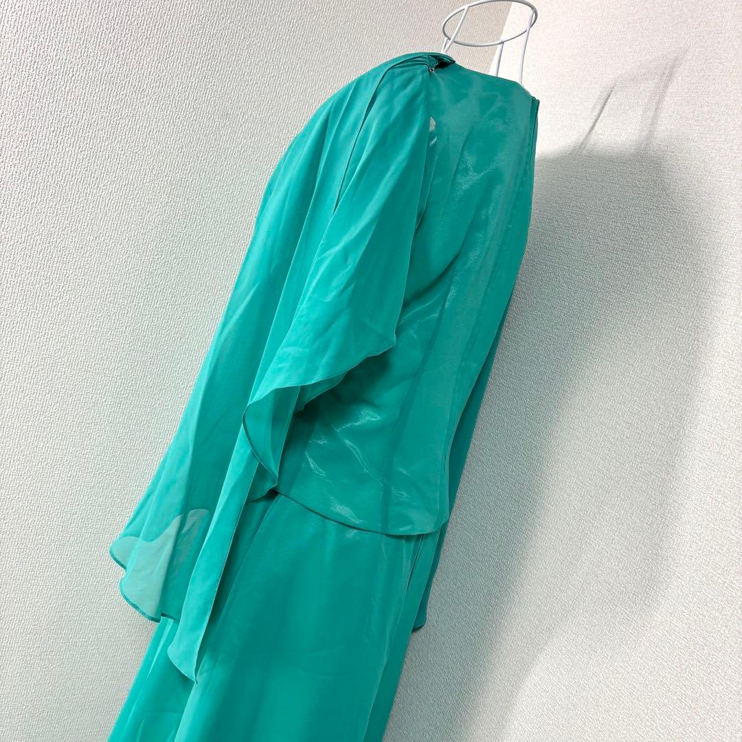 パブリケーション　社交ダンス M ターコイズ シフォン ロングドレス