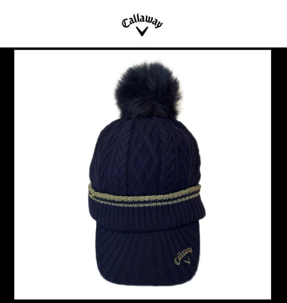 【希少品‼️】キャロウェイ ニット帽ネックハンドウォーマー ロゴ刺繍ネイビー