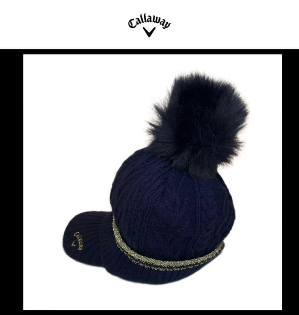 【希少品‼️】キャロウェイ ニット帽ネックハンドウォーマー ロゴ刺繍ネイビー