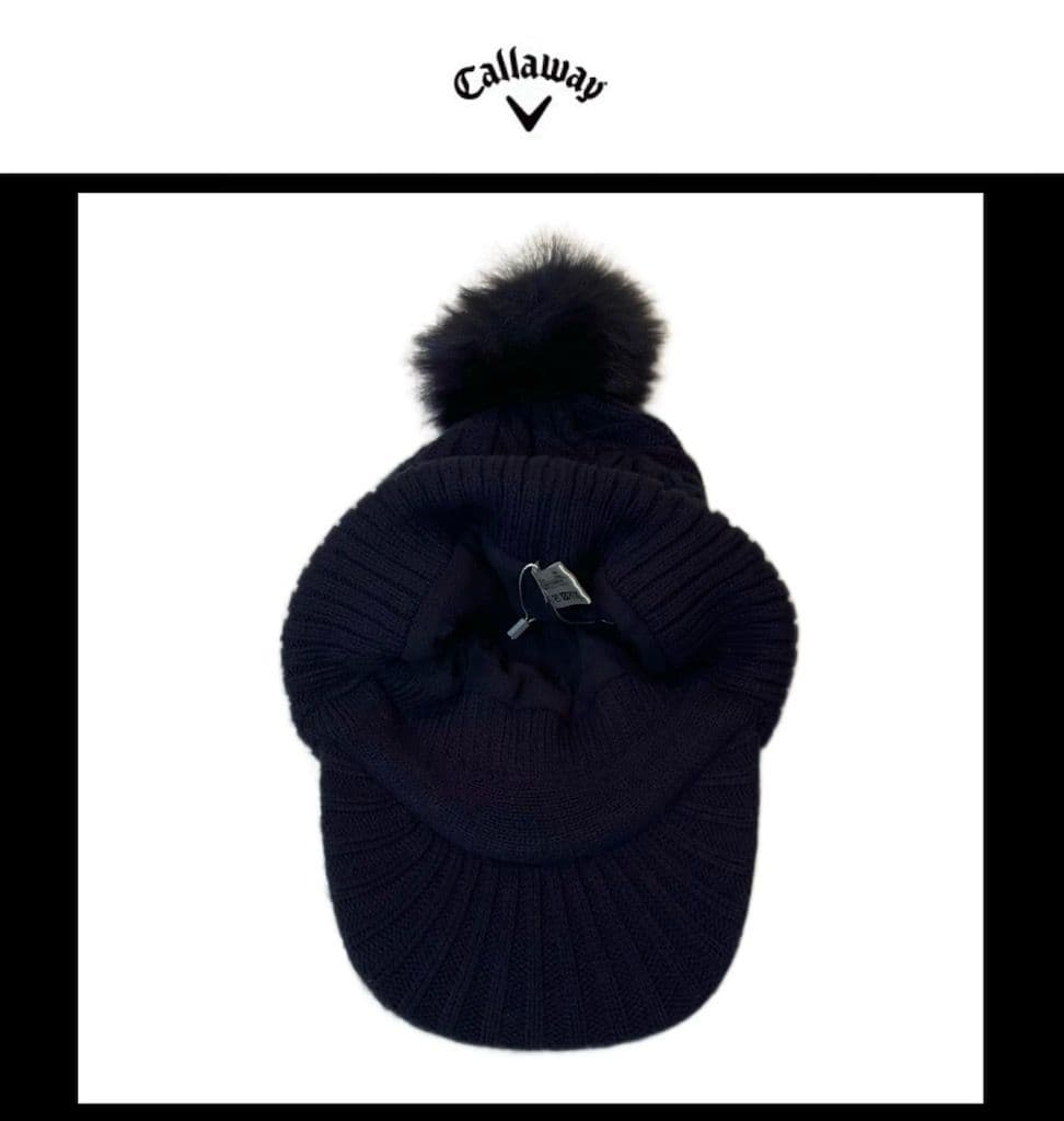 【希少品‼️】キャロウェイ ニット帽ネックハンドウォーマー ロゴ刺繍ネイビー