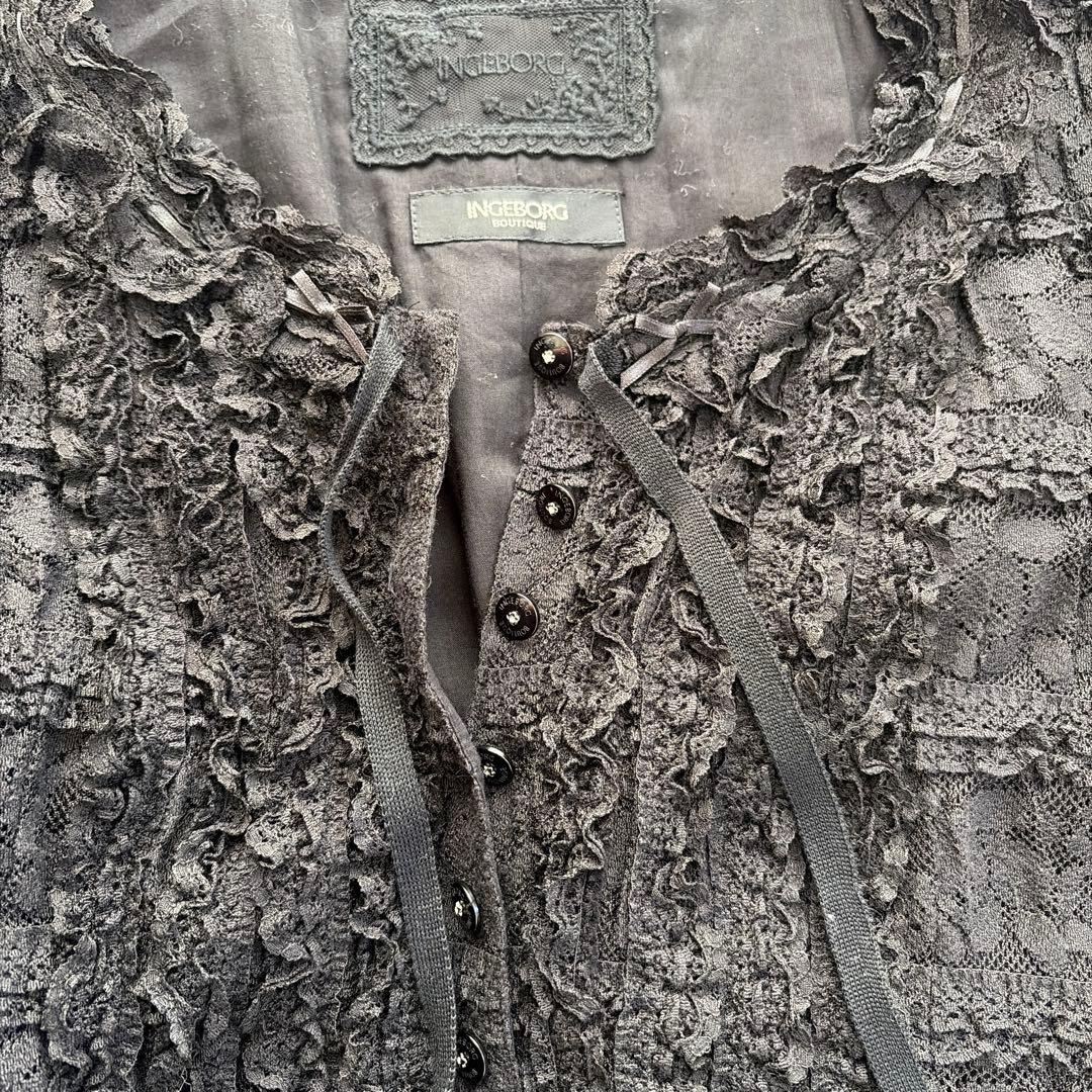 【インゲボルグ】ワンピース　レース　ピコフリル　ティアード　ブラック　９