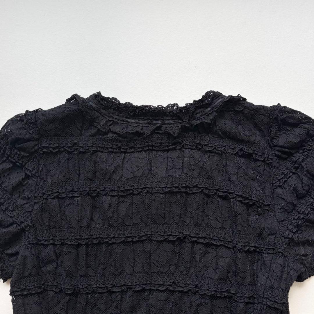 【インゲボルグ】ワンピース　レース　ピコフリル　ティアード　ブラック　９