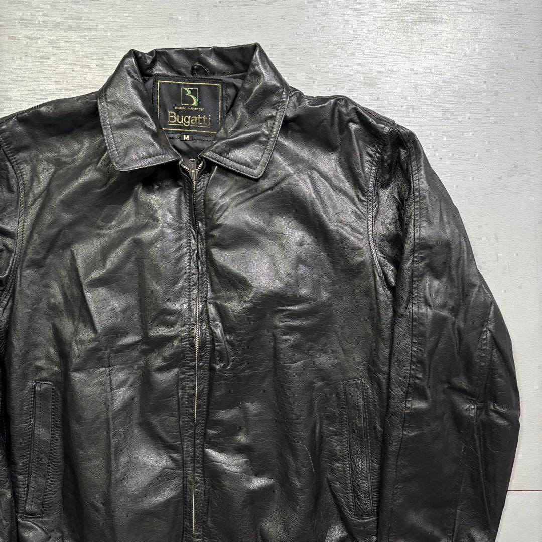 90's✨　レザージャケット　スイングトップ　ブルゾン　本革 オールレザー　短丈