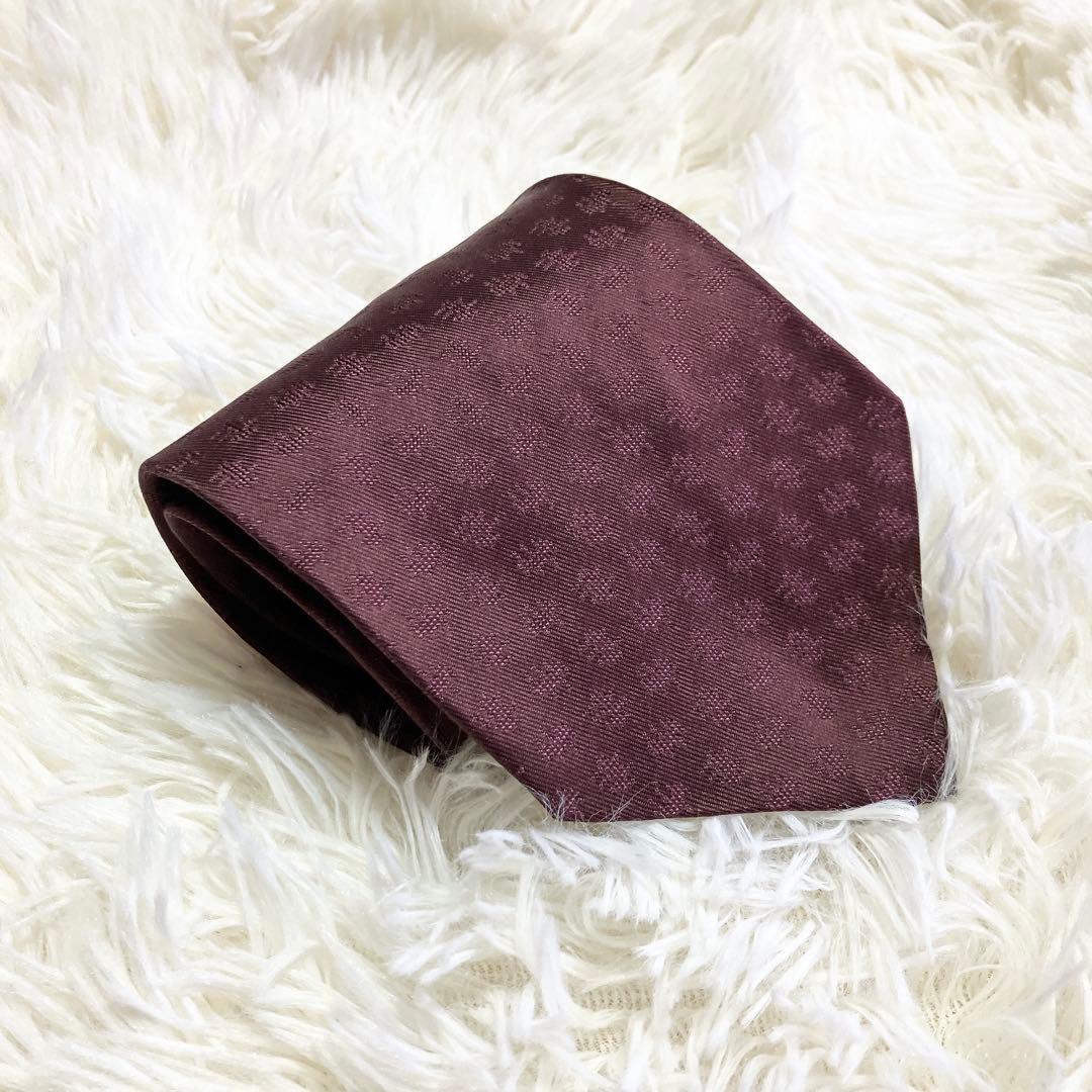 【美品】ジョルジオアルマーニ ネクタイ ボルドー 総柄 シルク イタリア製