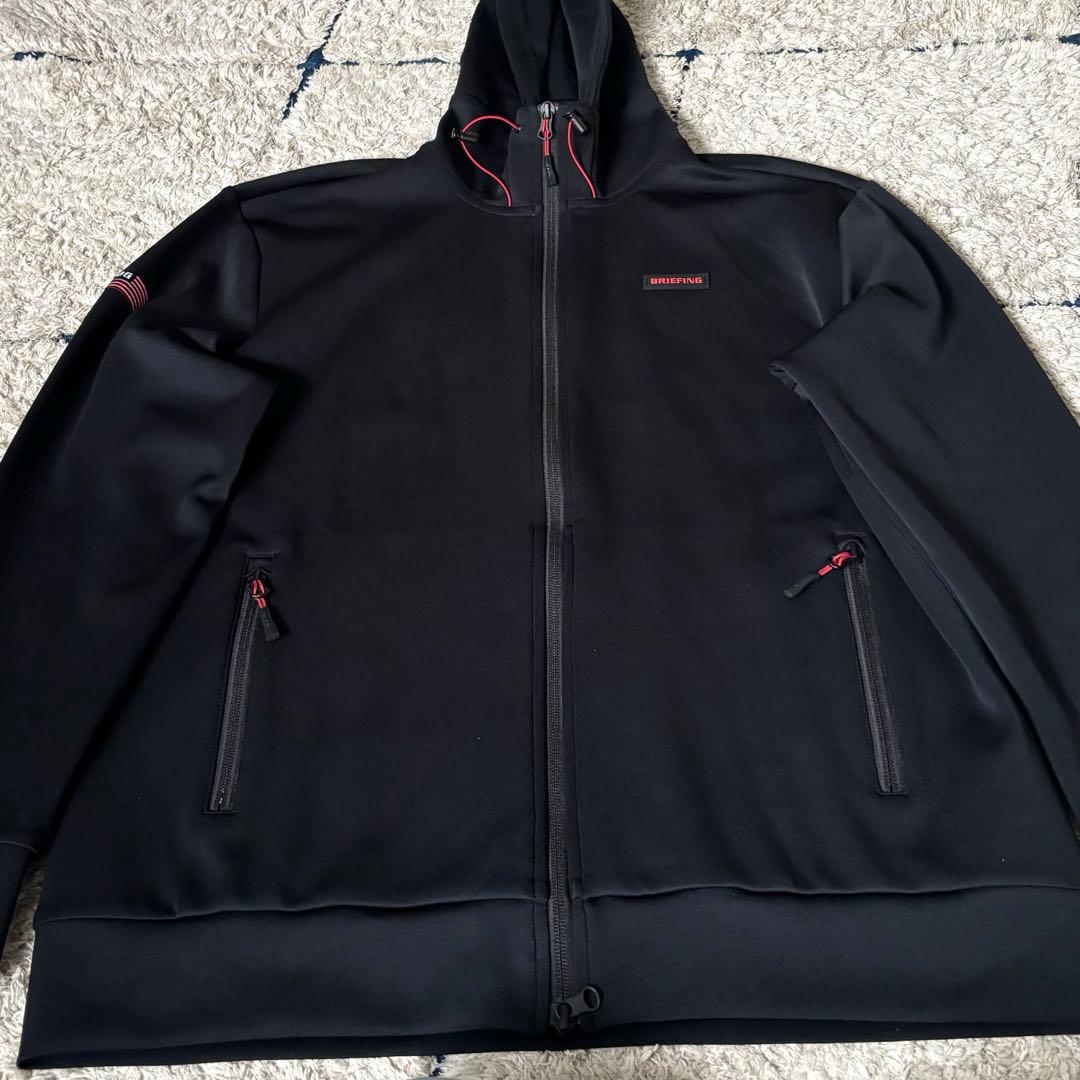 【極美品✨】ブリーフィング　3Dロゴ　XL パーカー　フード　ダブルジップ　黒
