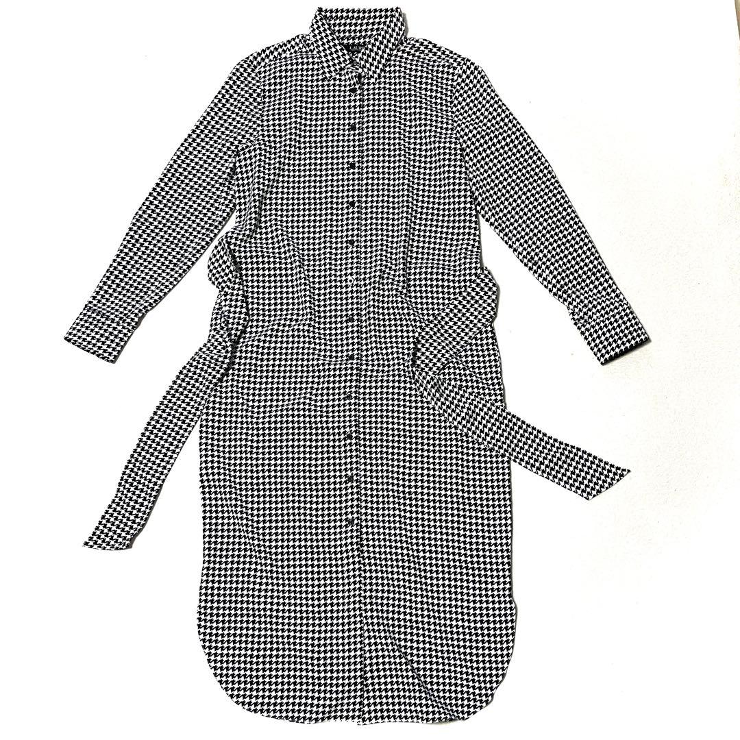 極美品 ローレンラルフローレン 千鳥格子 シャツワンピース ロング ベルト 4