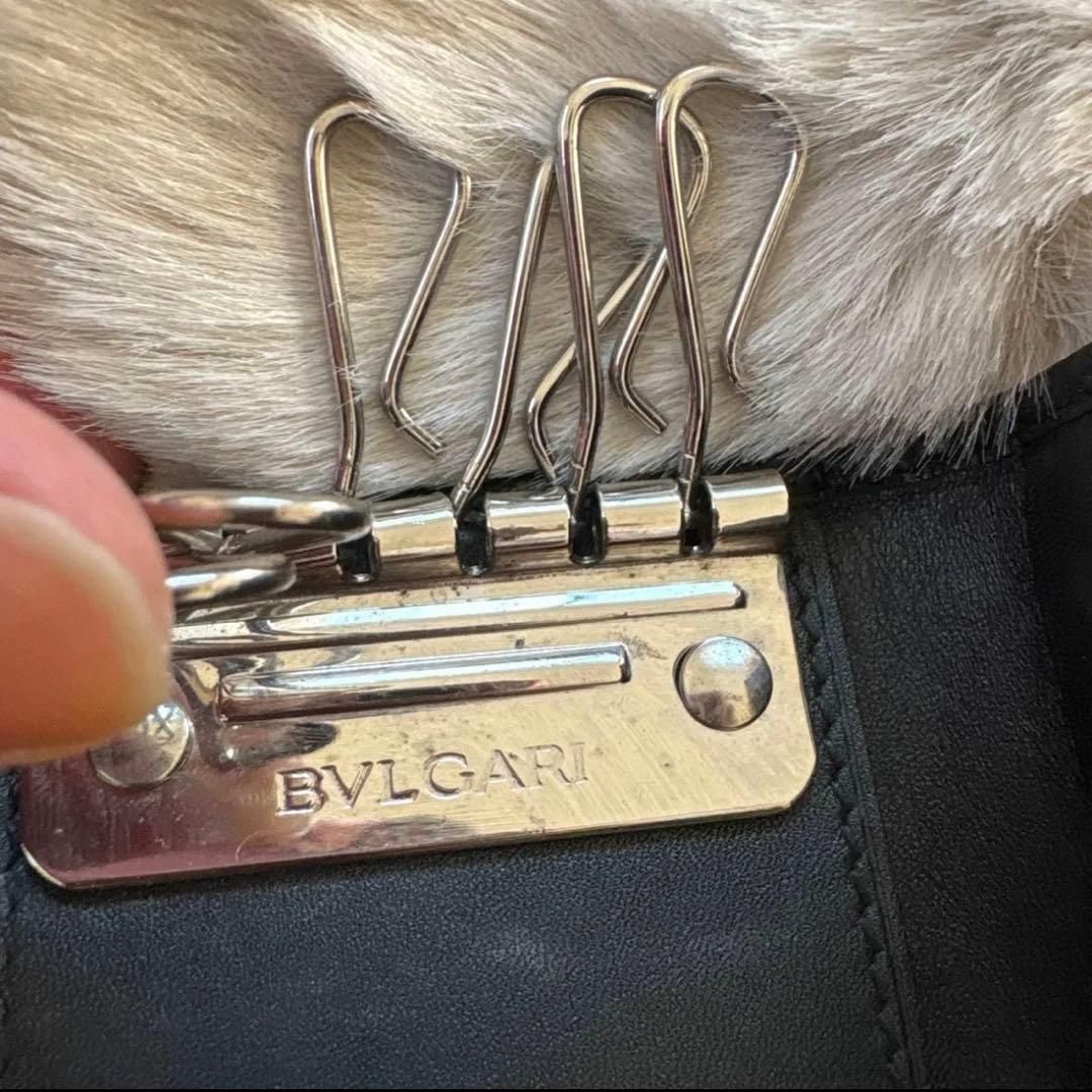 BVLGARI ブルガリ 黒 ブラック レザー 6連キーケース