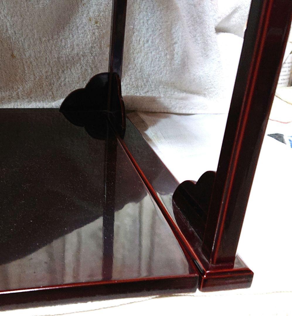 茶道具二重棚木製溜塗A482