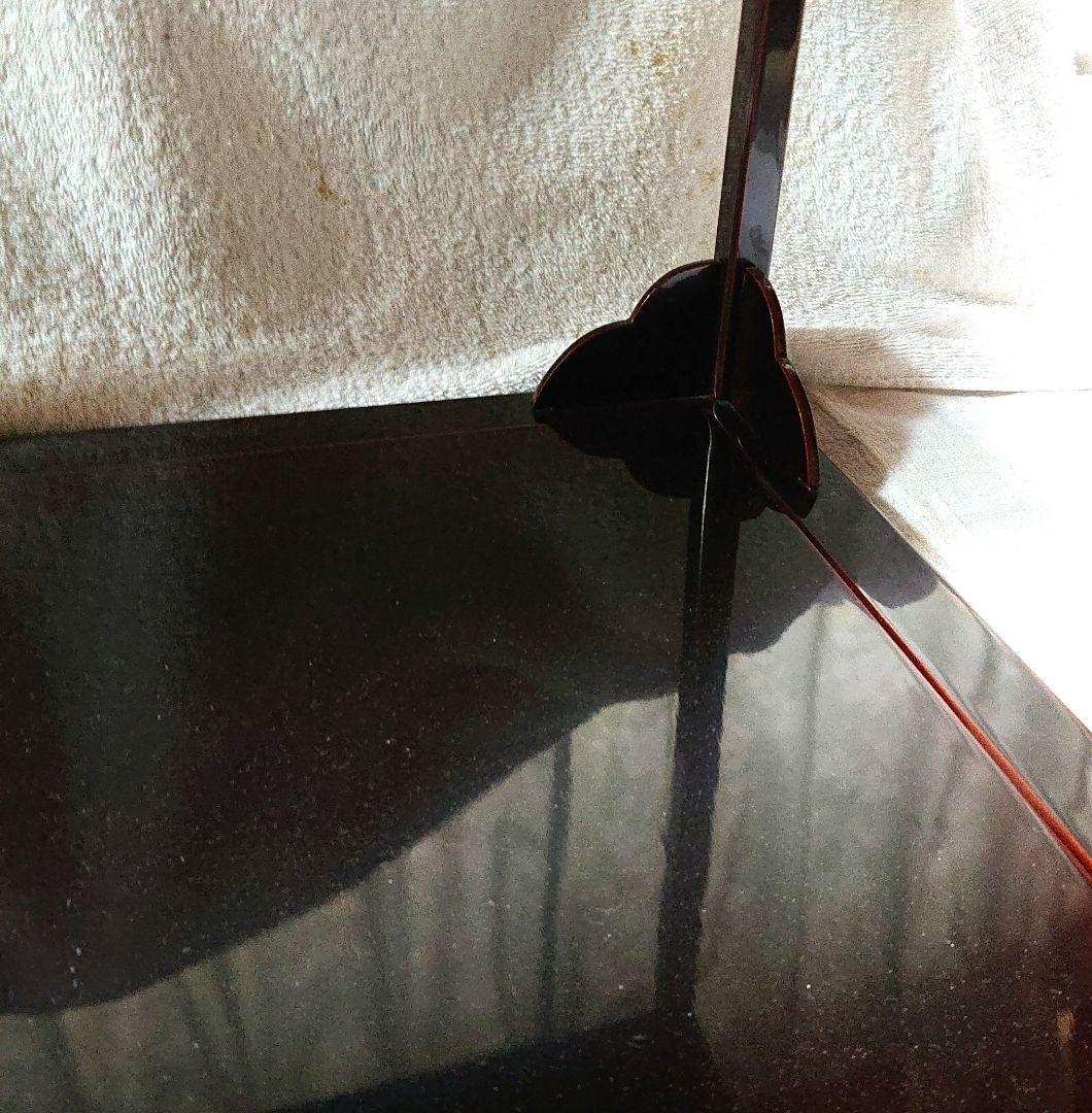 茶道具二重棚木製溜塗A482