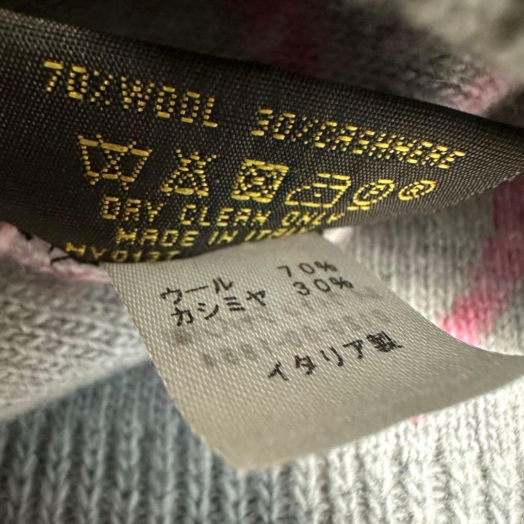 極美品★ルイヴィトン ニット帽　カシミヤ混 帽子 ロゴデザイン ピンク　グレー