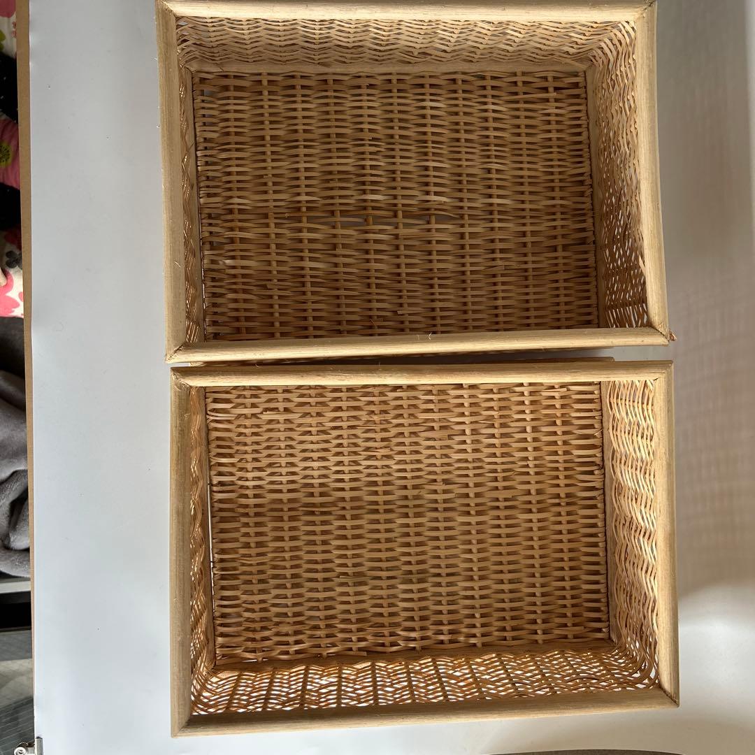 無印良品 ブリ材　バスケット中×3（+1おまけ）、小×2　重ねる収納