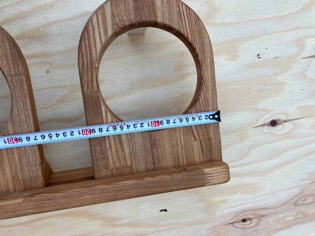 【バスケ】ボール、バッシュ置き 横置き　タモ材 クリア塗装