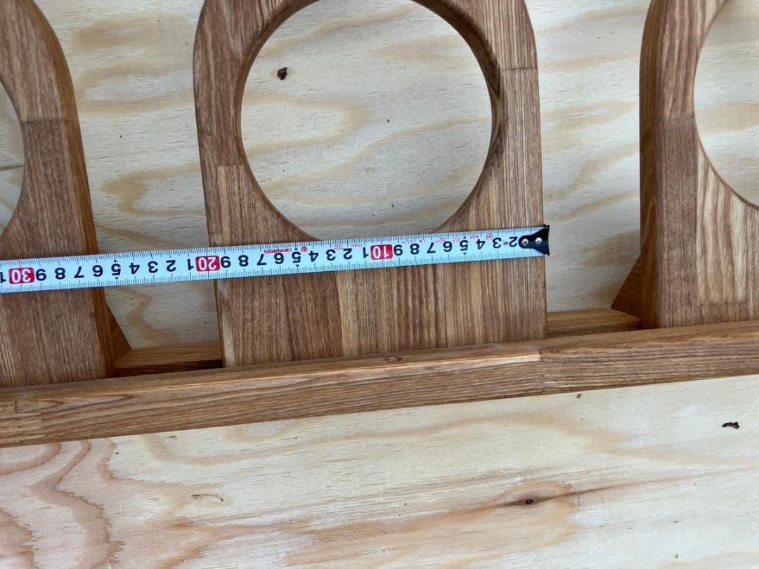 【バスケ】ボール、バッシュ置き 横置き　タモ材 クリア塗装