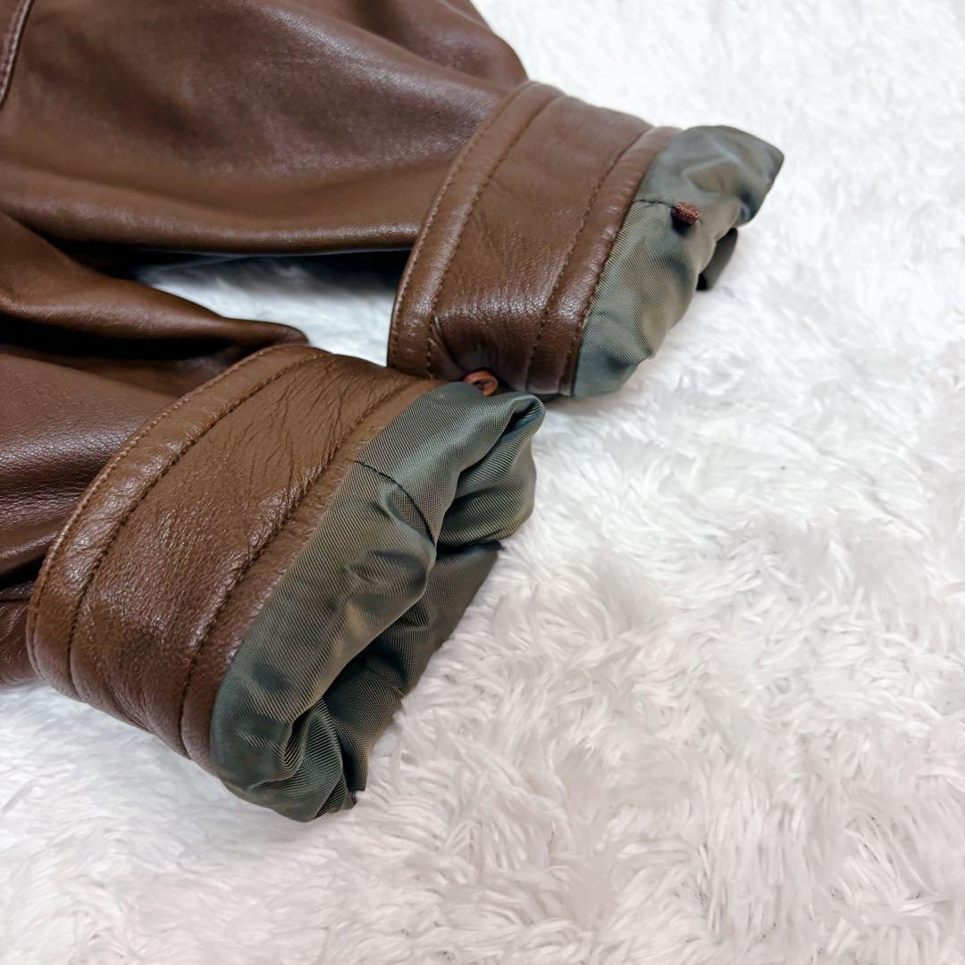 INTERMEZZO 本革 レザージャケット 中綿 キルティング 茶