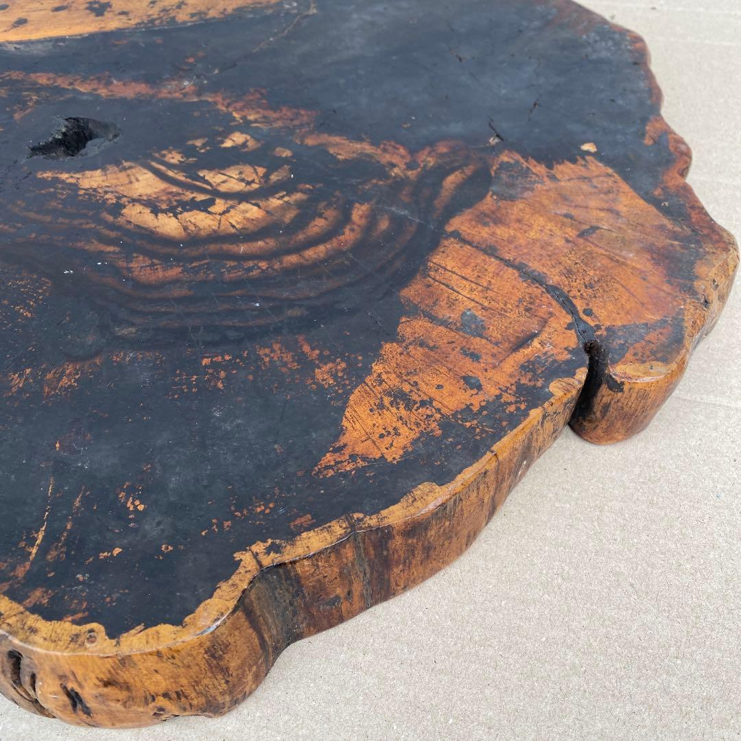 花台　置大黒　敷板　黒柿　レア　ビンテージ　幅75cm