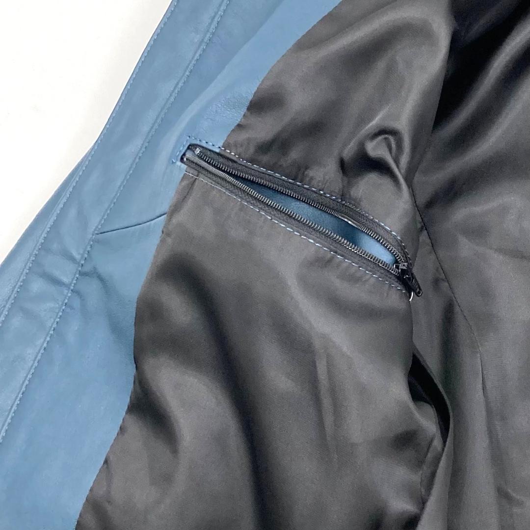SCHAFFEN シャッフェン　ラクダ革　レザージャケット　ブルー　4サイズ