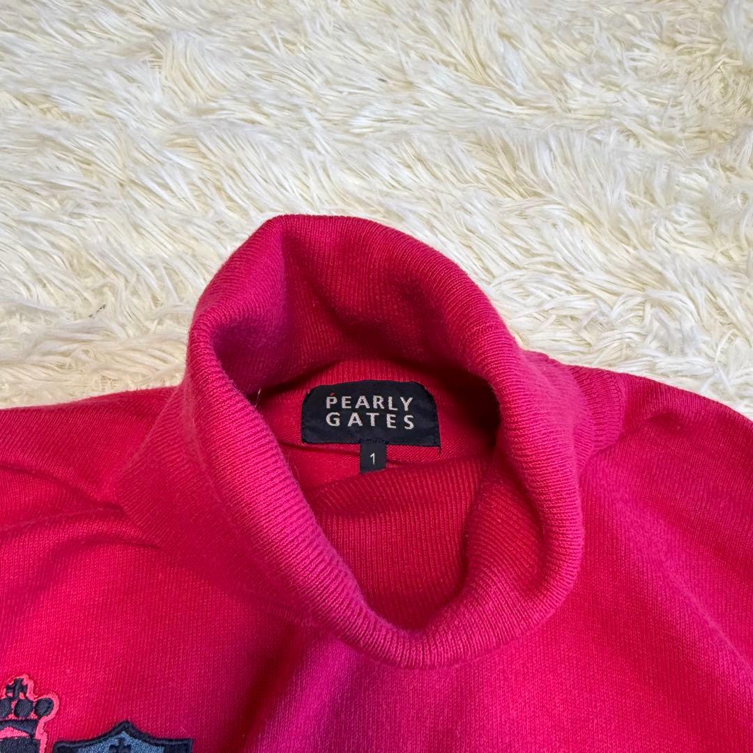 【パーリーゲイツ】美品 タートルネック ピンク カシミヤタッチ 1サイズ