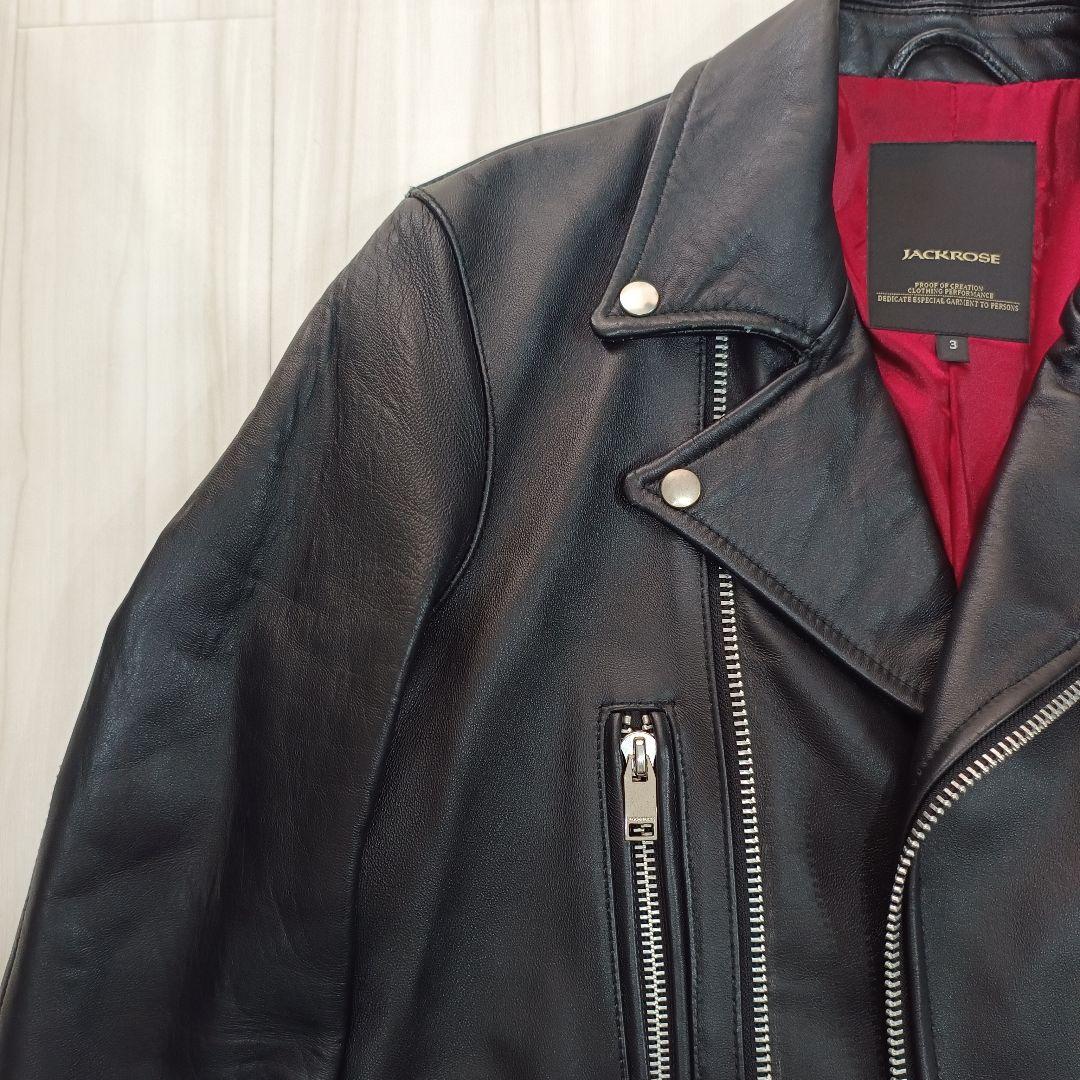 【本革】JACKROSE ライダースジャケット ダブル Lサイズ シープレザー
