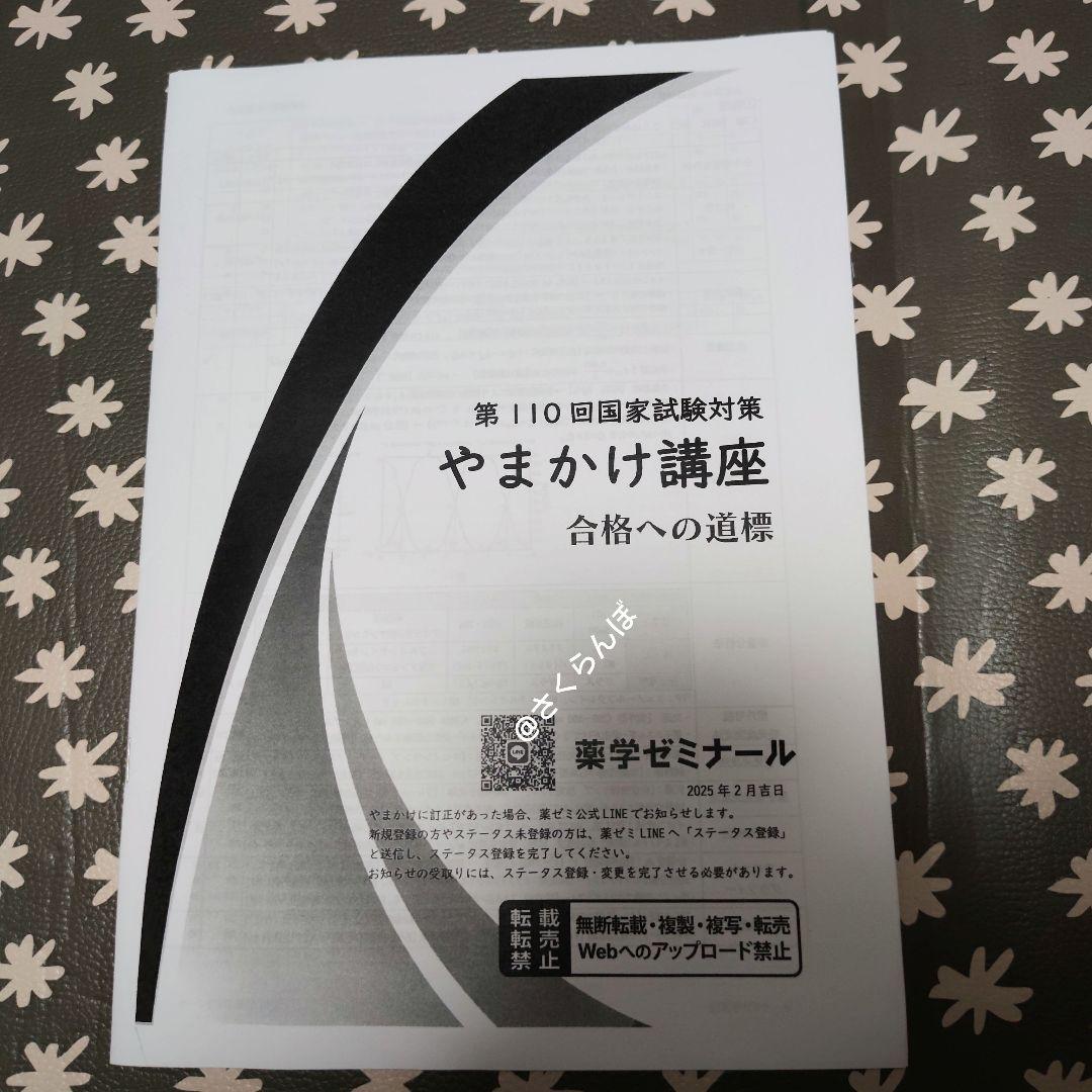 薬ゼミ　2025青本凝縮教科書　直前講習　やま　全科目　111回〜受験　予備校生