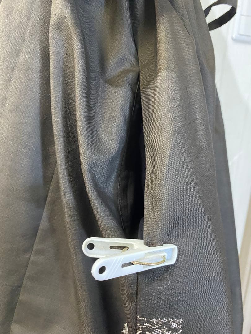 墨黒 泥染 大島紬 地空 飛び柄 カシュクールワンピース