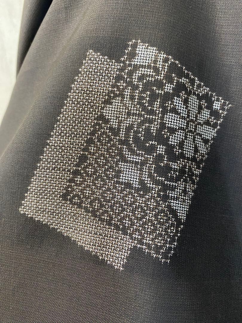 墨黒 泥染 大島紬 地空 飛び柄 カシュクールワンピース