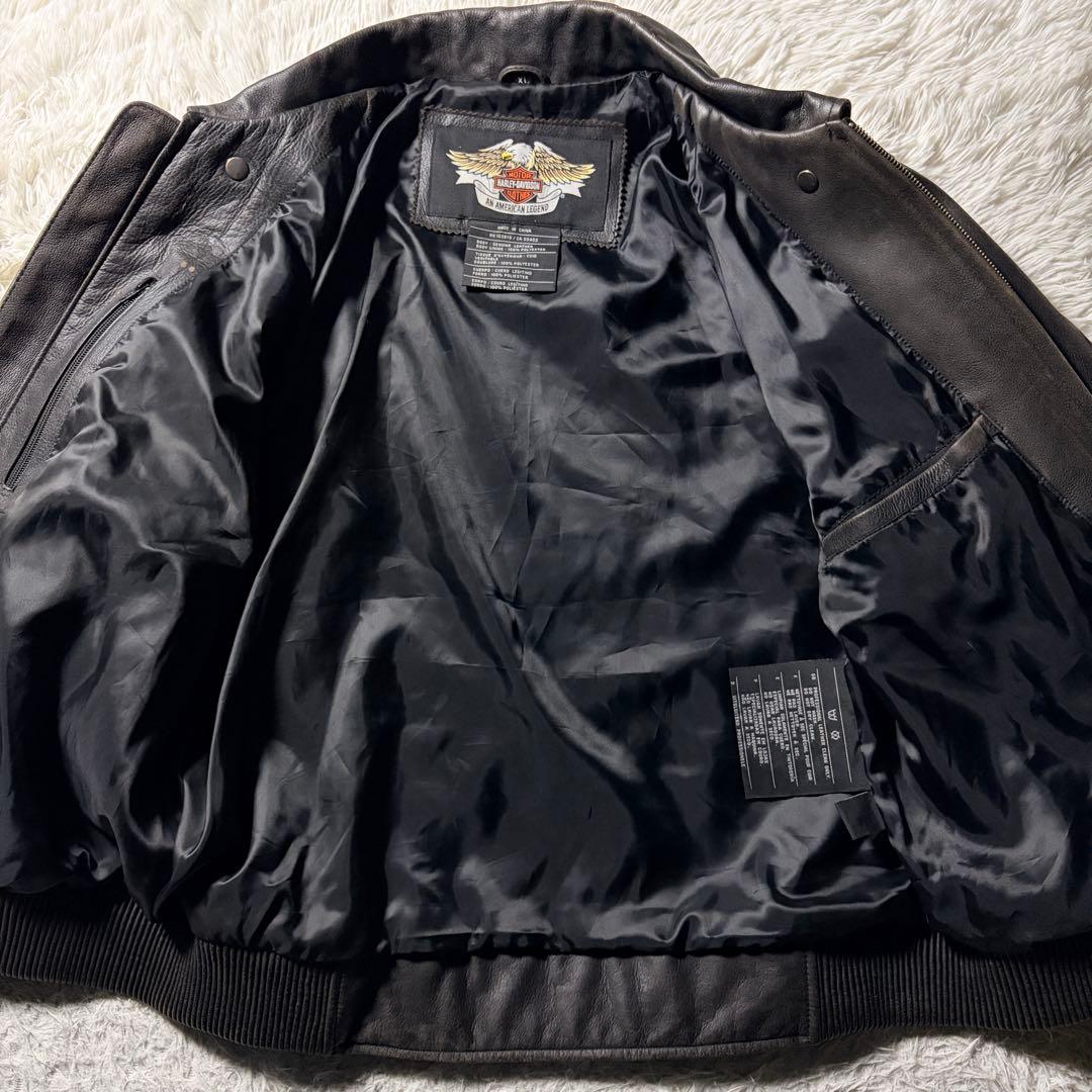 l*す様 【雰囲気抜群】ハーレーダビッドソン　レザージャケット　ワッペン　本革