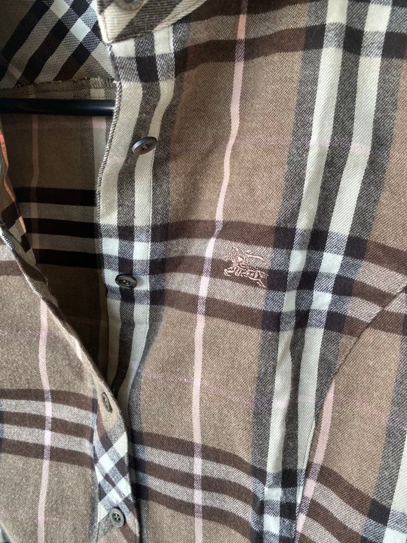バーバリー ブルーレーベル ネクタイ付　チェック柄長袖シャツ 36