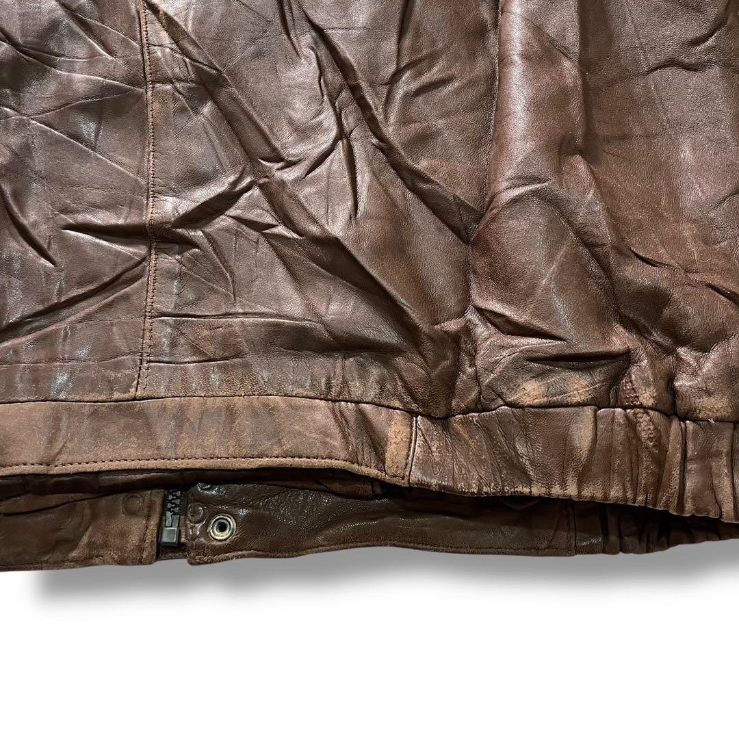 claiborne 本革 短丈 レザージャケット ブラウン 古着 ラムスキン