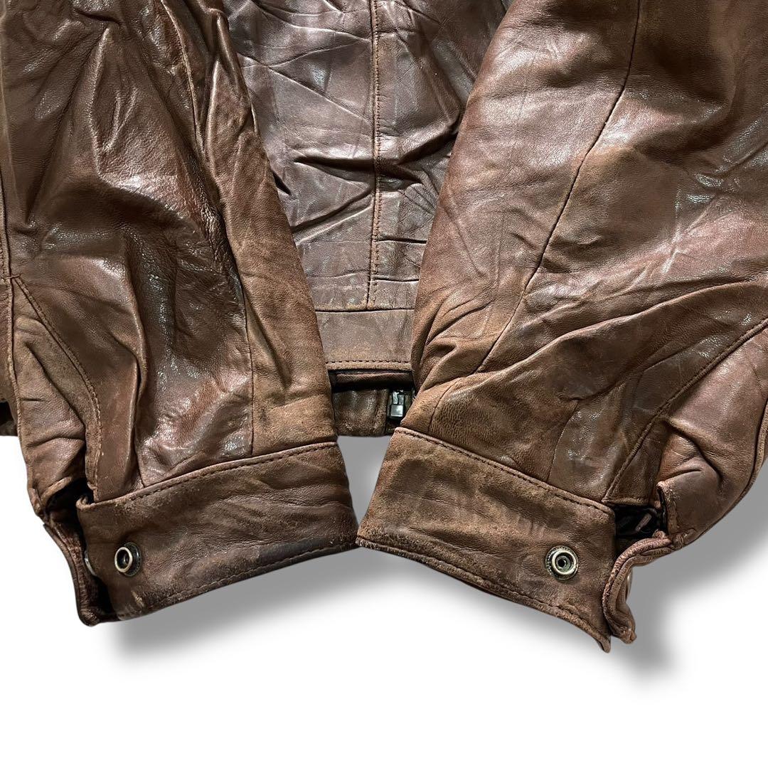 claiborne 本革 短丈 レザージャケット ブラウン 古着 ラムスキン