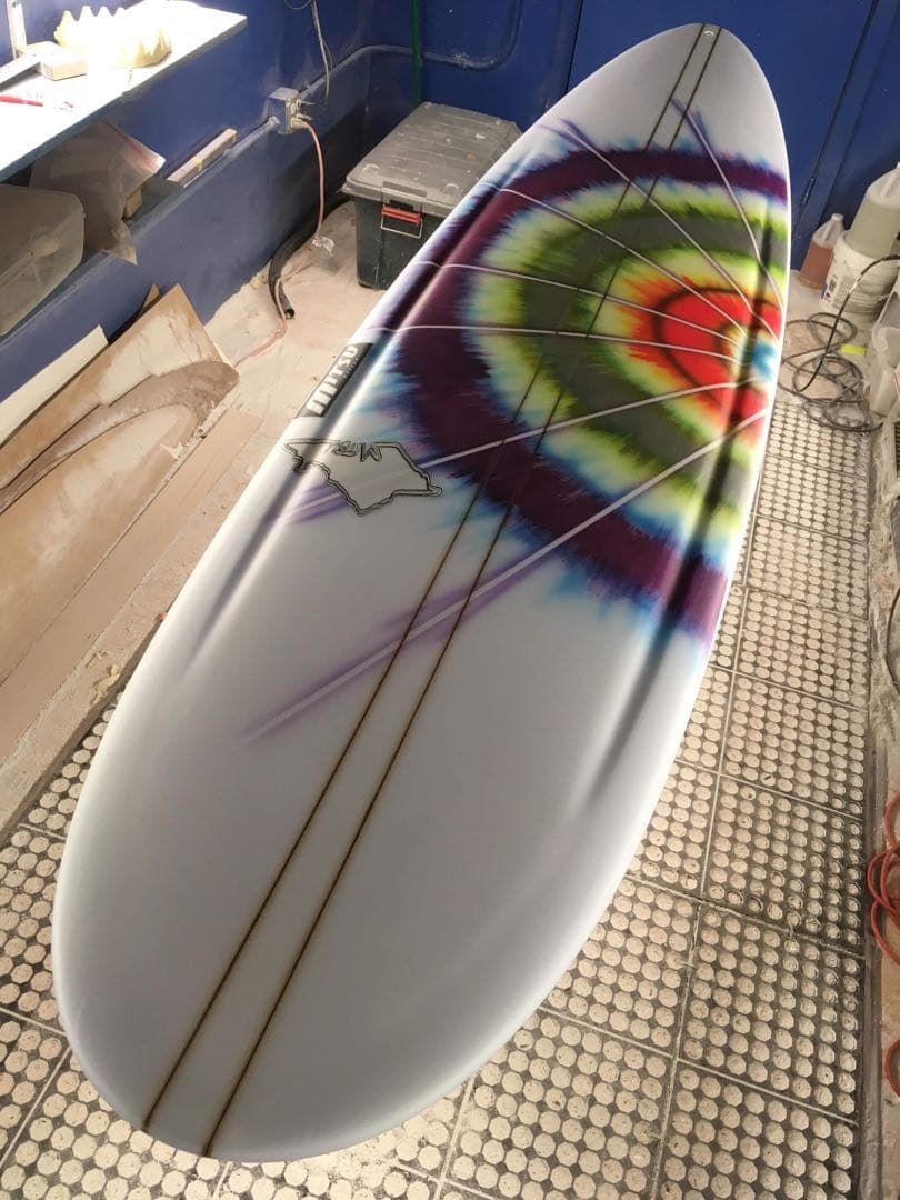 Mitsu サーフボード 8.2カラフルタイダイセミロングボード