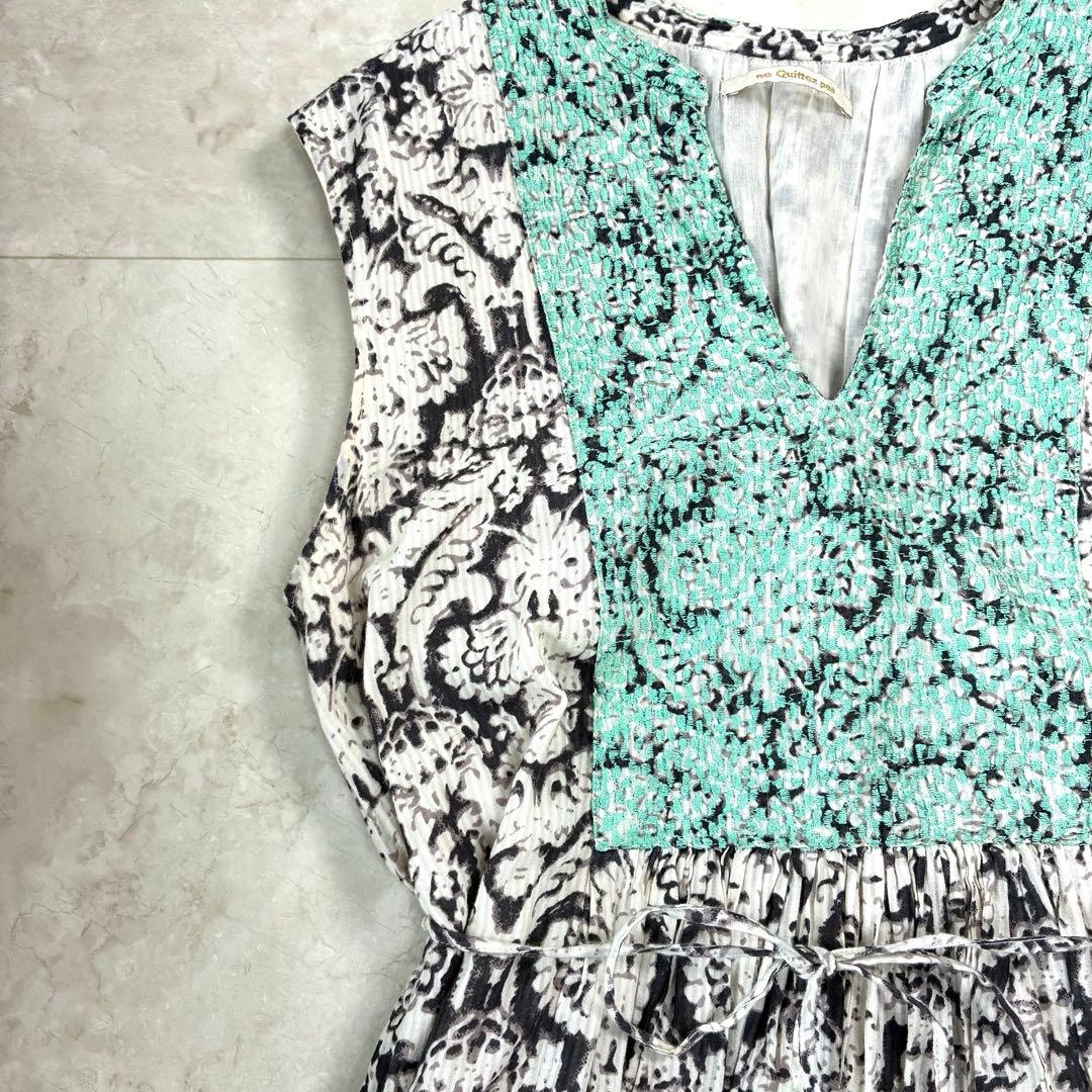 近年モデル✨ヌキテパ　エンブロイダリーノースリーブドレス　ロングワンピース