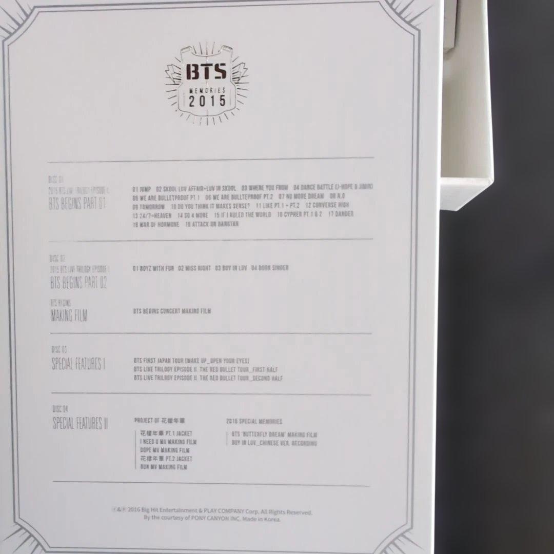 BTS MEMORIES OF 2015 DVD 日本語字幕 磁気カード 正規品