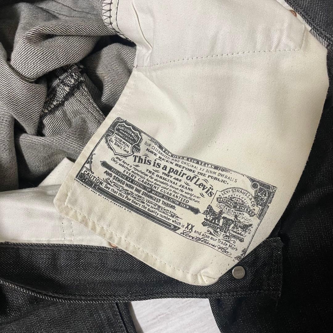 00s色残9割 太めシルエットリーバイス501先染めブラック縦落ちw30リジット