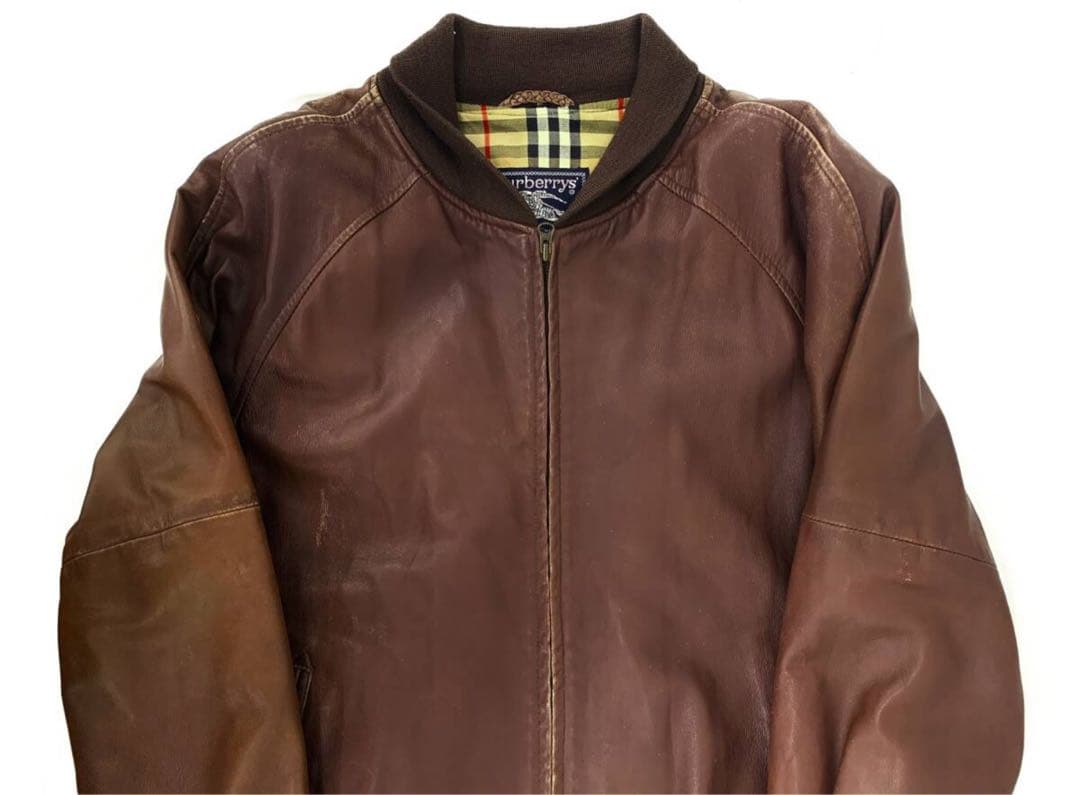 185Burberrysバーバリーレザー ボンバージャケット